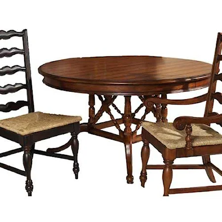 Round Dining Table with Ladder Back Chairs